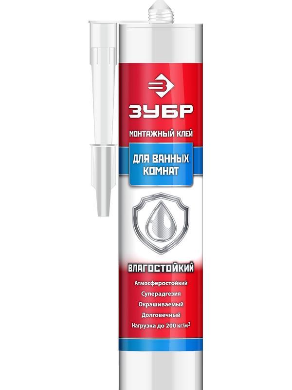 ЗУБР 300 мл, белый, влагостойкий монтажный клей (41335)