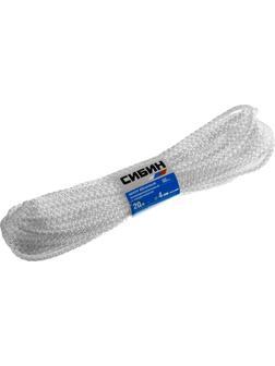 СИБИН 4 мм, 20 м, вязаный, с сердечником, белый, полипропиленовый шнур (50254)