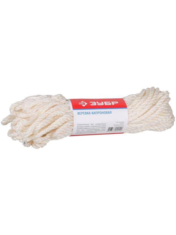 ЗУБР 6 мм, 20 м, 375 кгс, 12.5 ктекс, капроновая веревка (50206)
