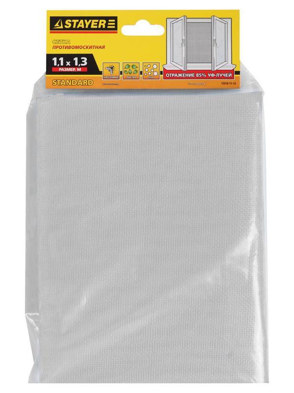 STAYER белая, для окон, 1.1 х 1.3 м, противомоскитная сетка (12515-11-13)