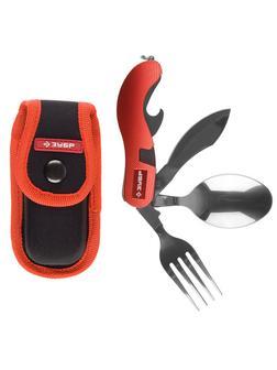 ЗУБР Турист 4 в 1, с вилкой и ложкой, длина рукоятки 105 мм, походный набор (47782)