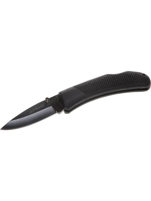 STAYER 82 мм, большой, с обрезиненной ручкой, складной нож (47600-2)