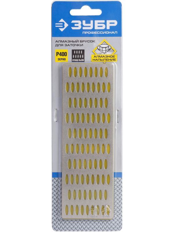 ЗУБР 50 х 150 мм, Р400, мелкая зернистость, алмазный заточной брусок, Профессионал (35715-01)