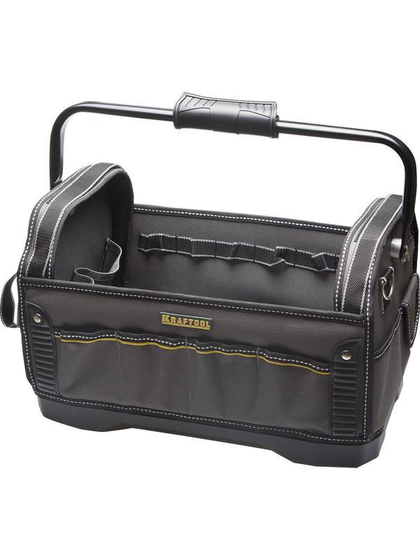 KRAFTOOL 46 см, 8 петель-держателей, жесткое пластиковое дно, каркасная сумка для инструментов с 20 карманами (38741)