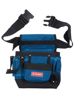 ЗУБР нейлоновая, поясная сумка для инструментов с 9 карманами и держателем для молотка (38632)