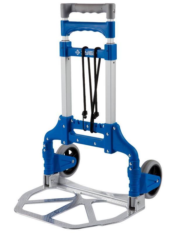 ЗУБР ТР-60, до 60кг, каркас и платформа из алюминия, платформа 39х28 см, колеса d13 см, вес 3.2кг, складная хозяйств тележка, Профессионал (38750-60)