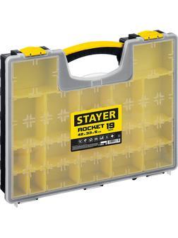 STAYER ROCKET-19, 420 x 330 x 50 мм, (16.5″), пластиковый органайзер с 19 съемными лотками (2-38032)