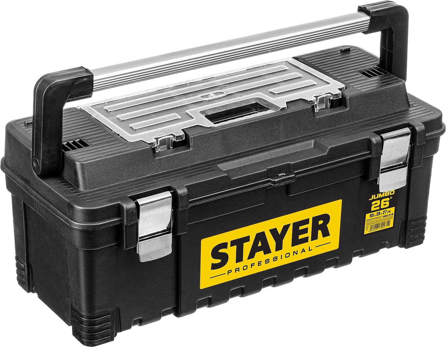 STAYER JUMBO-26, 650 x 280 x 270 мм, (26″), пластиковый ящик для инструментов, Professional (38003-26)