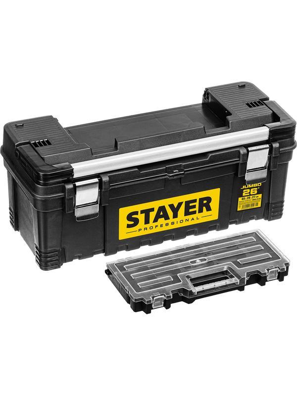 STAYER JUMBO-26, 650 x 280 x 270 мм, (26″), пластиковый ящик для инструментов, Professional (38003-26)