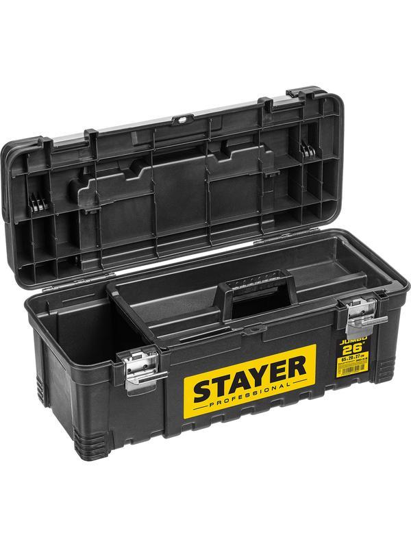 STAYER JUMBO-26, 650 x 280 x 270 мм, (26″), пластиковый ящик для инструментов, Professional (38003-26)