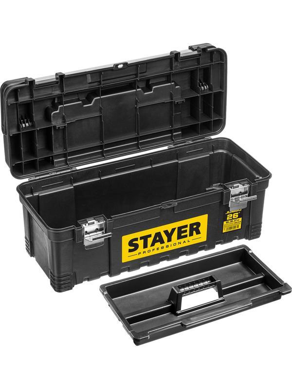 STAYER JUMBO-26, 650 x 280 x 270 мм, (26″), пластиковый ящик для инструментов, Professional (38003-26)