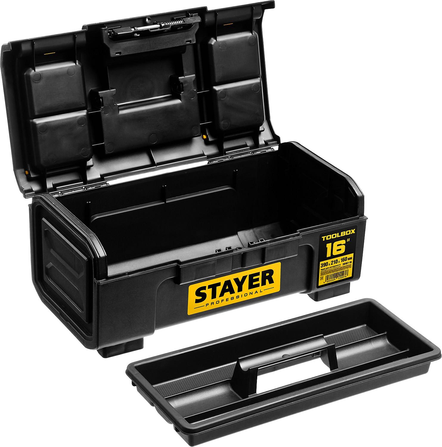 STAYER TOOLBOX-16, 390 х 210 х 160, пластиковый ящик для инструментов, Professional (38167-16)