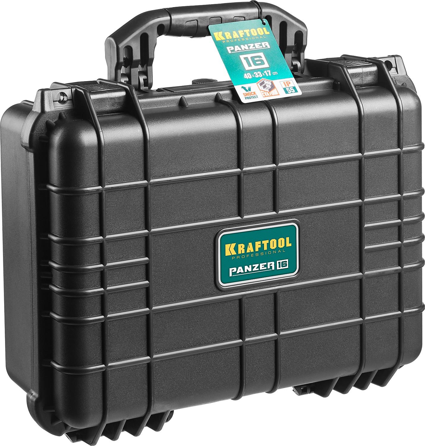 KRAFTOOL PANZER-16, 400 х 330 х 170 мм, (16″), IP55, ударопрочный пластиковый ящик (38251-16)