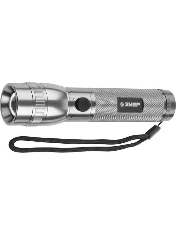 ЗУБР 3 Вт, 3 AAA, светодиодный фонарь в алюминиевом корпусе (56202-S)