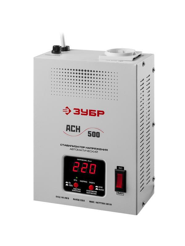 ЗУБР 500ВА, 0.5 кВт, автоматический стабилизатор напряжения, Профессионал (59385-0.5)