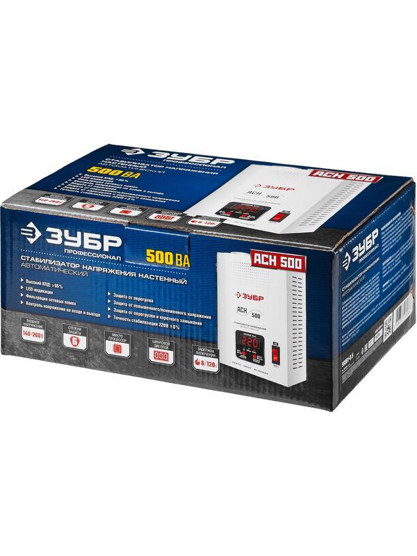 ЗУБР 500ВА, 0.5 кВт, автоматический стабилизатор напряжения, Профессионал (59385-0.5)
