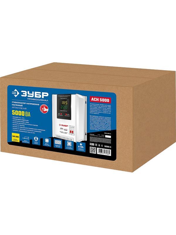 ЗУБР 5000ВА, 5 кВт, автоматический стабилизатор напряжения, Профессионал (59385-5)