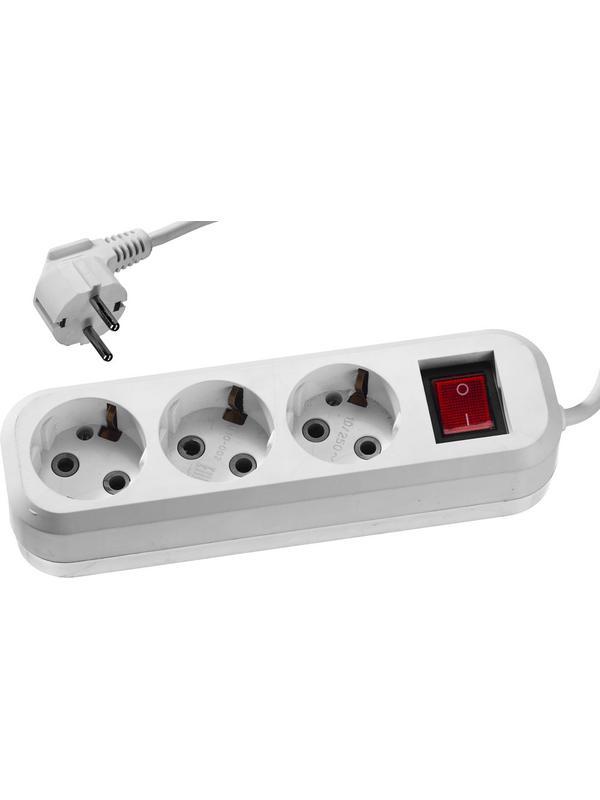 СИБИН У-30 В, ПВС, 3 х 0.75 мм2, 3 гн., 3 м, выключатель 2200 Вт, бытовой удлинитель (55036-3)