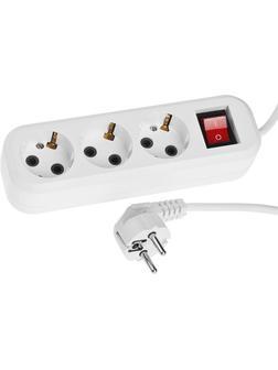 СИБИН У-30 В, ПВС, 3 х 0.75 мм2, 3 гн., 5 м, выключатель 2200,Вт, бытовой удлинитель (55036-5)