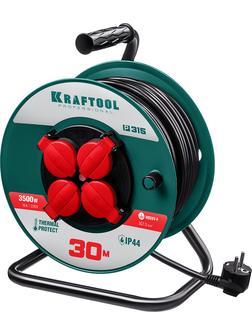 KRAFTOOL P-315, ПВС, 3 x 1.5 мм2, 30 м, 3500 Вт, IP44, силовой удлинитель на катушке (55084-30)
