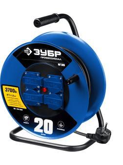 ЗУБР КГ-315, КГ, 3 x 1.5 мм2, 20 м, 3700 Вт, IP44, силовой удлинитель на стальной катушке, Профессионал (55080-20)