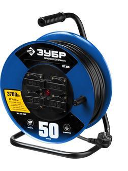ЗУБР КГ-315, КГ, 3 x 1.5 мм2, 50 м, 3700 Вт, IP44, силовой удлинитель на стальной катушке, Профессионал (55080-50)