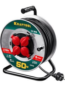 KRAFTOOL K-315, КГ, 3 x 1.5 мм2, 50 м, 3700 Вт, IP44, силовой удлинитель на стальной катушке (55085-50)