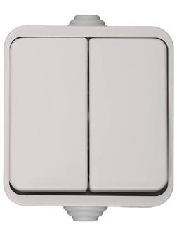 СВЕТОЗАР Баттерфляй, IP44, 16 A/~250 В, двухклавишный выключатель (SV-54334-W)
