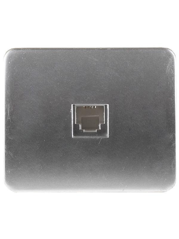 СВЕТОЗАР Гамма, телефонная, одинарная, без вставки и рамки, цвет светло-серый металлик, электрическая розетка (SV-54117-SM)