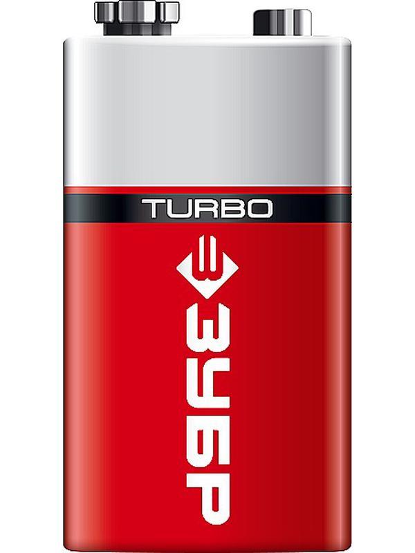 ЗУБР TURBO, 6LR61 (крона), 1 шт, 9 В, алкалиновая батарейка (59219)