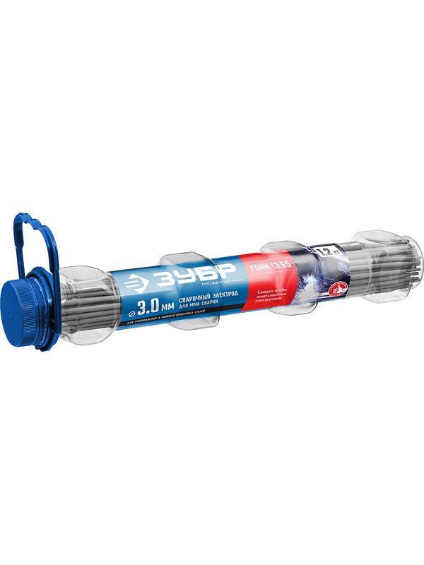 ЗУБР Д 3.0 х 350 мм, 1.2 кг в ПВХ тубе, УОНИ 13/55 с основным покрытием, электрод сварочный, Профессионал (40021-3.0)