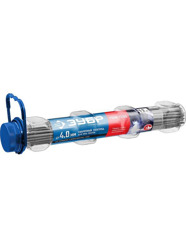 ЗУБР Д 4.0 х 350 мм, 1,2 кг в ПВХ тубе, УОНИ 13/55 с основным покрытием, электрод сварочный, Профессионал (40021-4.0)