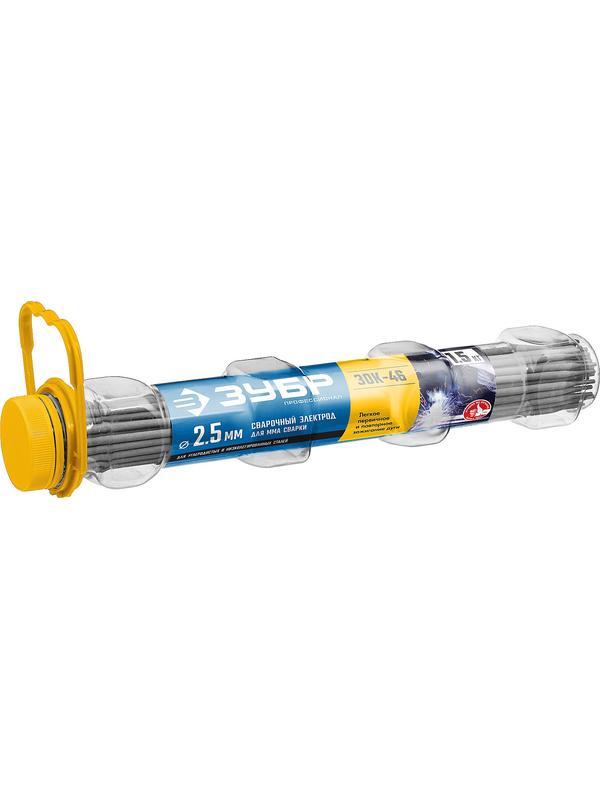 ЗУБР Д 2.5 х 350 мм, 1.5 кг в ПВХ тубе, ЗОК-46 рутил-целлюлозный, электрод сварочный, Профессионал (40031-2.5)