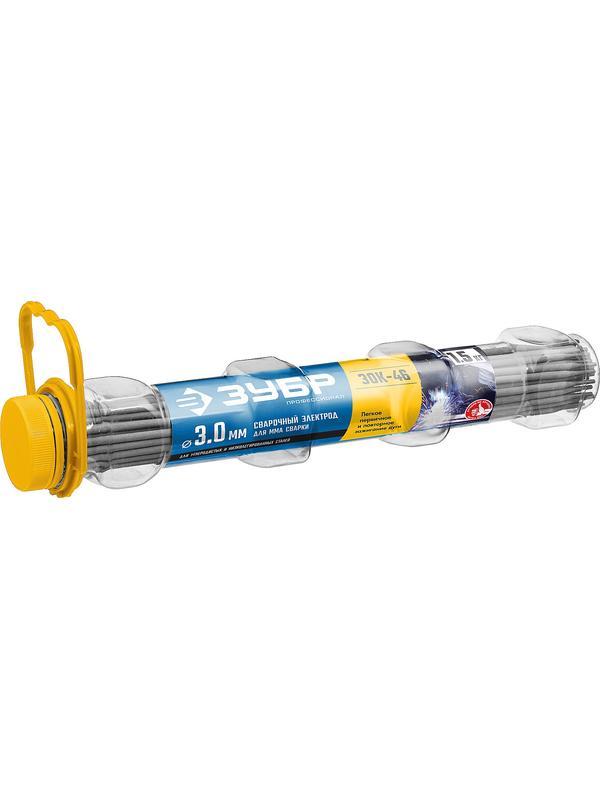 ЗУБР Д 3.0 х 350 мм, 1.5 кг в ПВХ тубе, ЗОК-46 рутил-целлюлозный, электрод сварочный, Профессионал (40031-3.0)