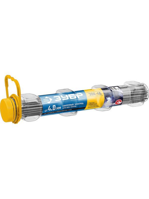 ЗУБР Д 4.0 х 350 мм, 1.5 кг в ПВХ тубе, ЗОК-46 рутил-целлюлозный, электрод сварочный, Профессионал (40031-4.0)