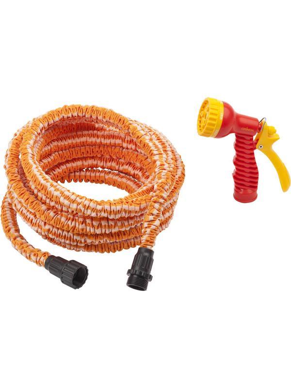 GRINDA PS-22, удлиняющийся шланг 7.5 - 22.5 м, пистолет поливочный, коннекторы, поливочный набор (428496-22)