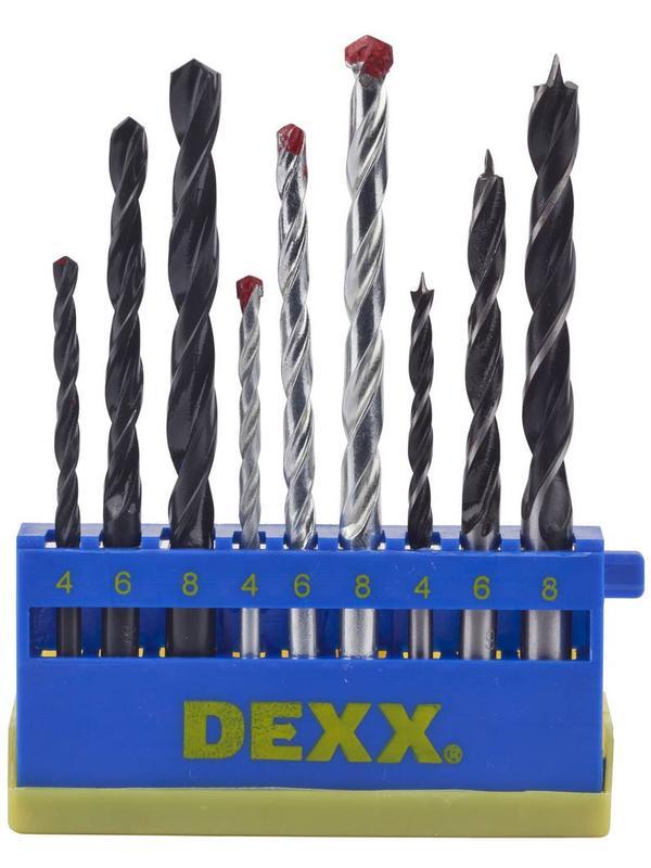 DEXX дерево 4-6-8 мм, металл 4-6-8 мм, бетон 4-6-8 мм, набор комбинированных сверл (2970-H9)