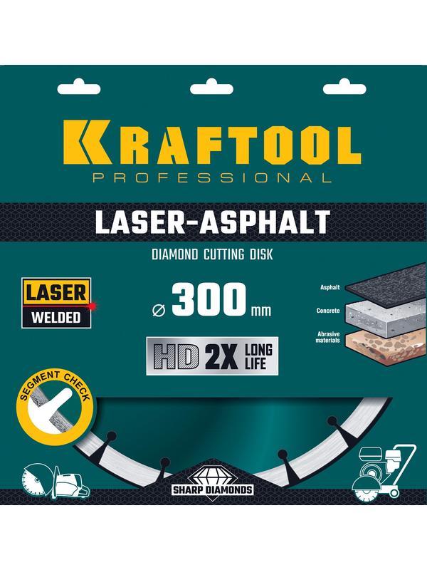 Диск алмазный Kraftool Laser-Asphalt, 300 мм, (25.4/20 мм, 10 х 3.2 мм), сегментный (36687-300)