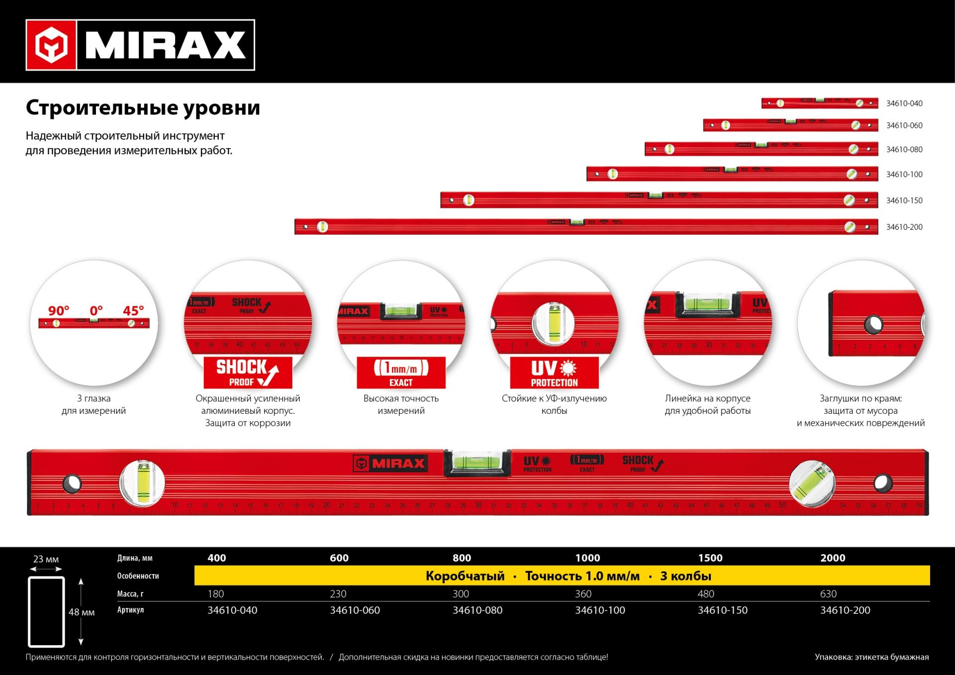 MIRAX 400 мм, с линейкой, уровень (34610-040)