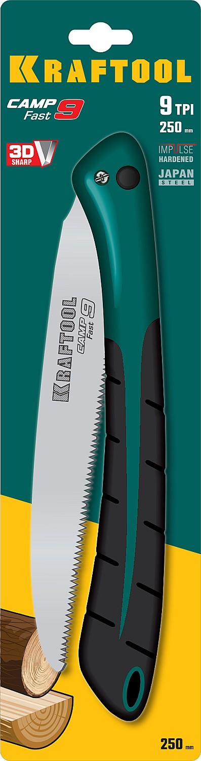 KRAFTOOL Camp Fast 9, 250 мм, ножовка для быстрого реза сырой древесины (15218)