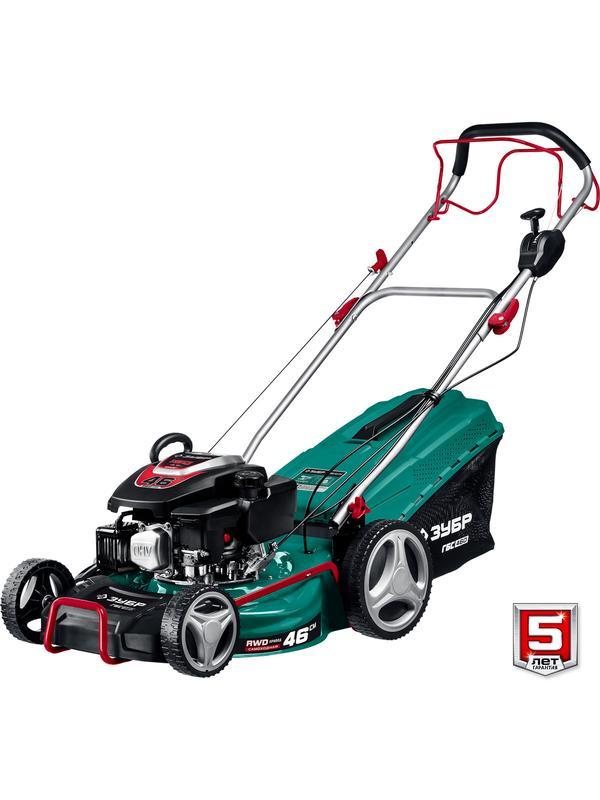 ЗУБР 460 мм, 4.5 л.с., бензиновая самоходная газонокосилка (ГБС-460)