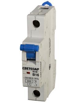 СВЕТОЗАР 1-полюсный, 50 A ″B″откл. сп., 6 кА, 230/400В, автоматический выключатель (SV-49051-50-B)