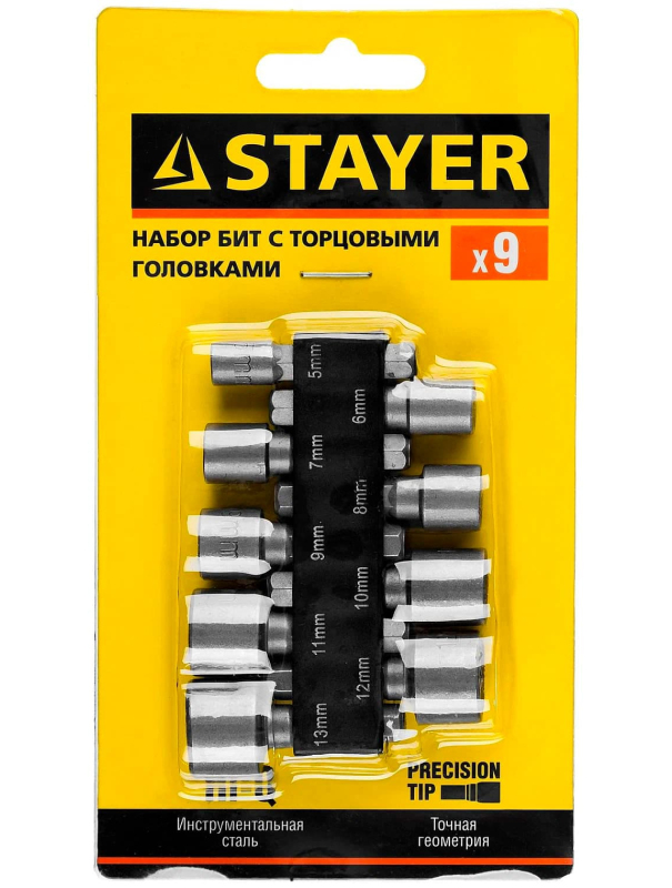 Набор бит с адаптером STAYER 26089-H9 / 9 шт.