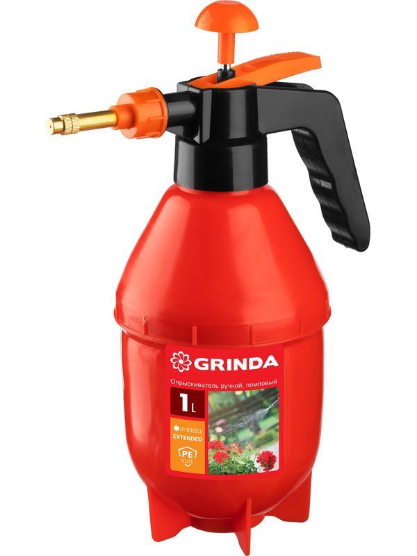 GRINDA PS-1E, объем 1 л, ручной, с удлинённым соплом, колба из полиэтилена, помповый опрыскиватель (40366)
