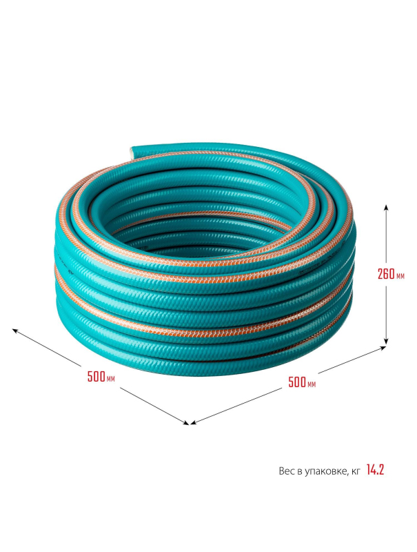 Шланг поливочный GRINDA 429007-3/4-50, 30 атм, пятислойный, текстильное армирование / 3/4″ 50 м..