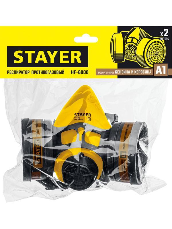 STAYER HF-6000, два фильтра A1 в комплекте, респиратор противогазовый, Professional (11175)