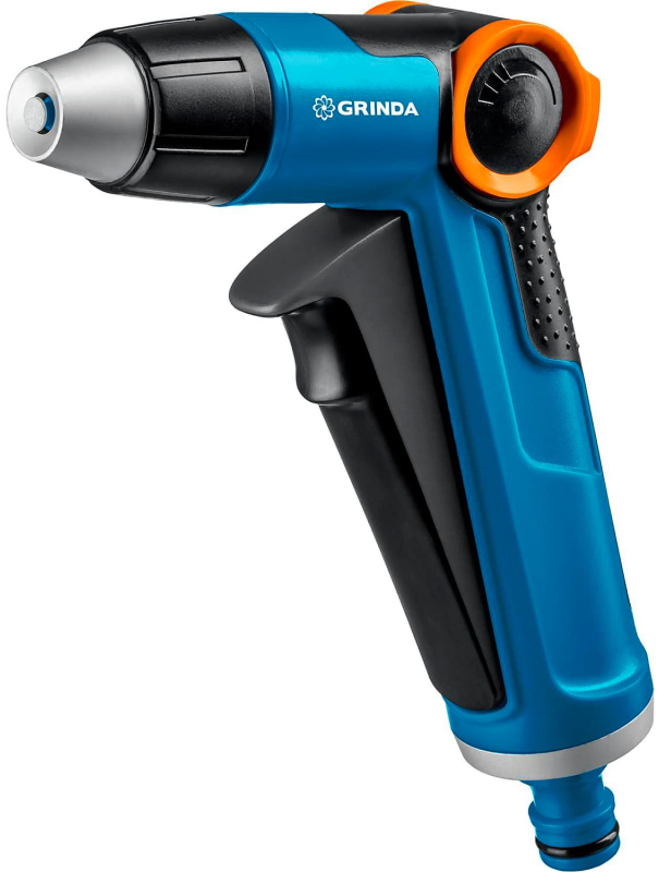 Поливочный пистолет GRINDA X-R 8-427113, с регулятором напора, плавная регулировка, курок спереди, двухкомпонентный