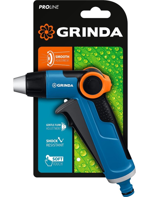 Поливочный пистолет GRINDA X-R 8-427113, с регулятором напора, плавная регулировка, курок спереди, двухкомпонентный