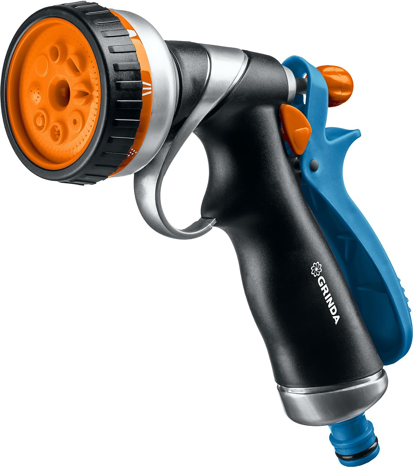 Поливочный пистолет GRINDA RM-8 8-427143, 8 режимов, курок сзади, металлический