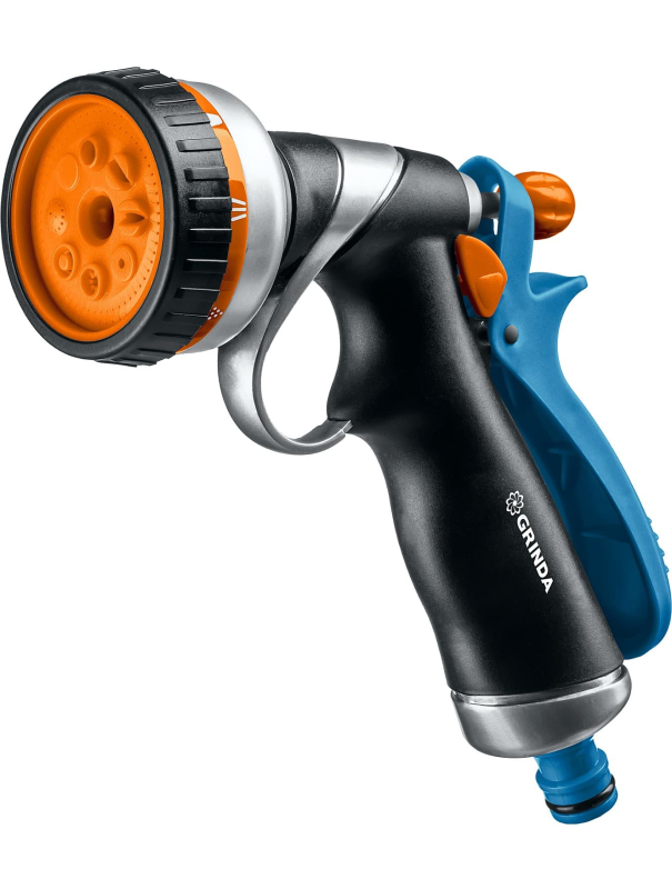 Поливочный пистолет GRINDA RM-8 8-427143, 8 режимов, курок сзади, металлический